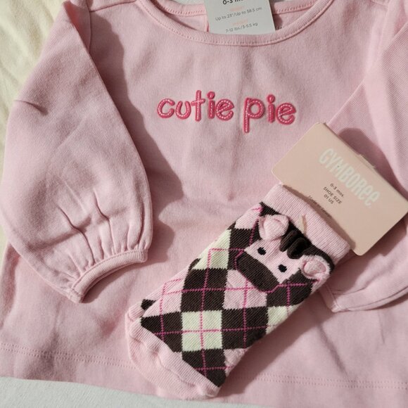 Gymboree Argyle Animals NWT 0-3 month sweater, socks, shirt & Hat, Used Bodysuit - Picture 4 of 4